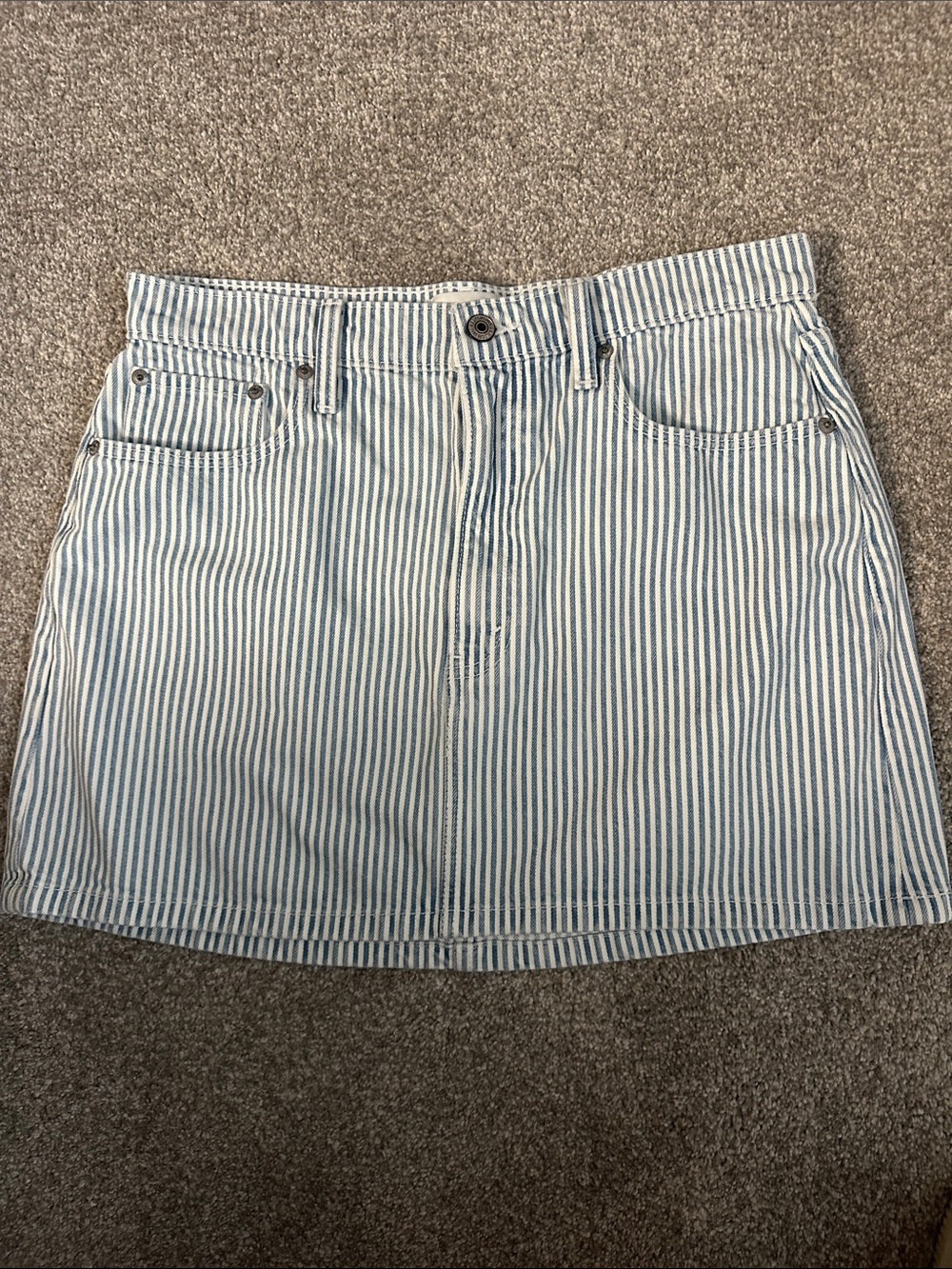 Abercrombie and fitch Striped Blue and White Denim Skirt
